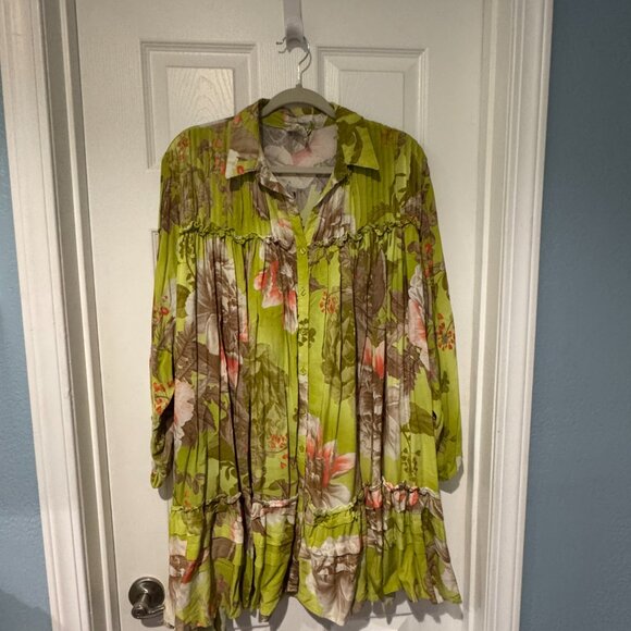 EUC OVERSIZED JAASE SIZE XL CAN FIT UP TO 4XL/5XL A-LINE FLORAL COLLARED TUNIV - Picture 1 of 3